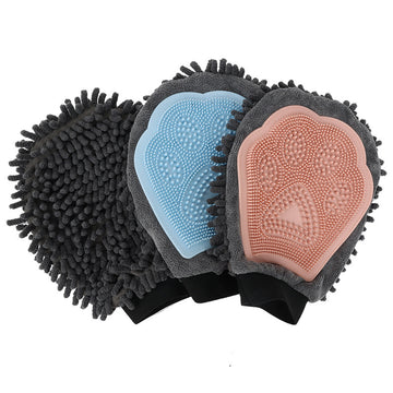 2-in-1 Grooming Bathing Gloves